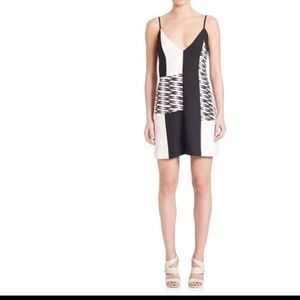 Kempner Silk Sleeveless Dana Patchwork  Slip Evening Party Black Mini Dress